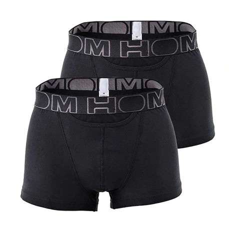 Lot de deux boxers noir unis avec tailles élastiquées noires