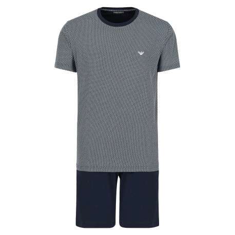 Ensemble de pyjama manches courtes marine court en coton à coupe fermée et col rond