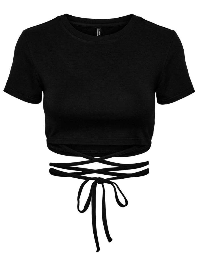 Crop top noir uni à col...