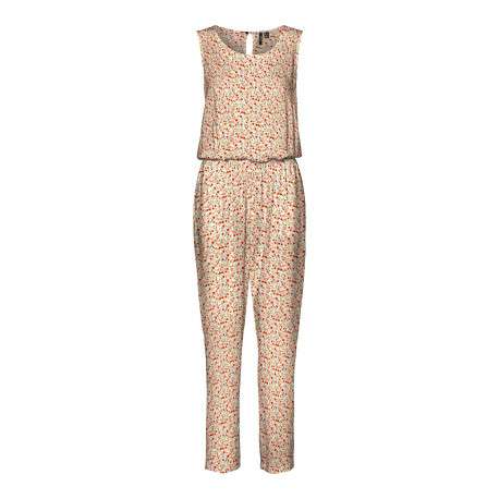 Combinaison sans manches jaune fleurie coupe ajustée avec taille marquée