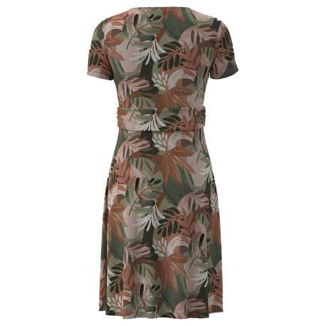 Robe courte kaki imprimée tropical avec une coupe ajustée à col v - Image 3