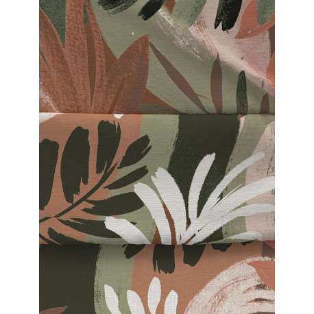 Robe courte kaki imprimée tropical avec une coupe ajustée à col v - Image 4