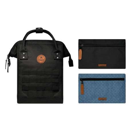 Petit sac à dos noir à fermeture zippée et pochettes interchangeables - Image 2