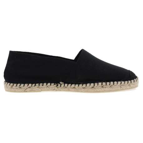 Espadrilles mixtes noires unies avec un style décontracté et Slip-On