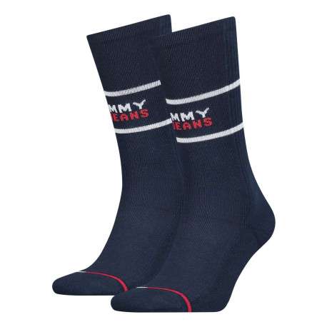 Lot de 2 paires de chaussettes hautes en coton biologique marine unies avec une coupe haute