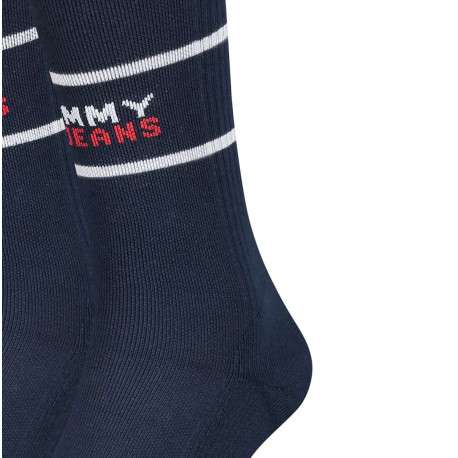 Lot de 2 paires de chaussettes hautes en coton biologique marine unies avec une coupe haute - Image 3