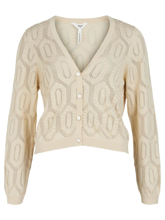 Cardigan boutonné beige en...