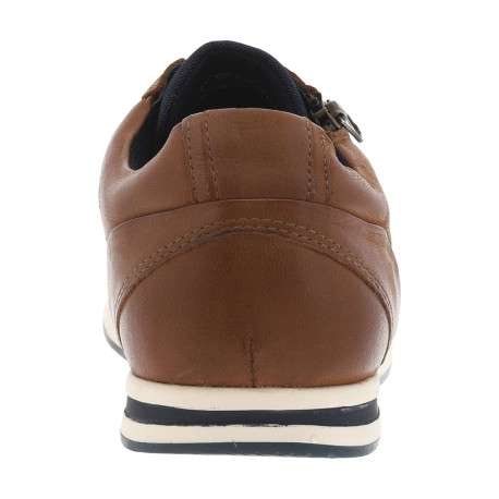 Baskets basses en cuir marrons avec talon plat et lacets plats marine - Image 4