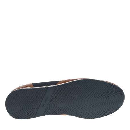 Baskets basses en cuir marrons avec talon plat et lacets plats marine - Image 6