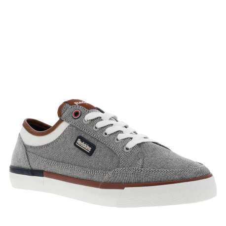Baskets basses gris avec talon plat à lacets plats