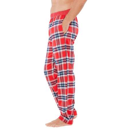 Pyjama Long en coton rouge vichy coupe régular avec un col rond et une ceinture rouge - Image 6