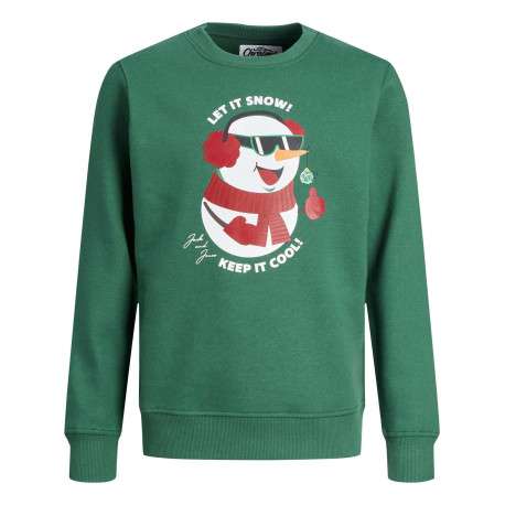 Sweat en coton mélangé sapin uni TOON XMAS à col rond avec logos de Noël imprimés