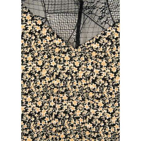 Top beige liberty coupe régular avec un col v et des manches à bretelles fines - Image 3