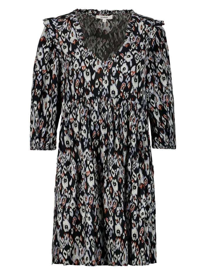 Robe courte noire imprimée...