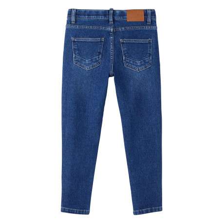 Jean taille slim ajustable en partie en coton indigo léger délavé à jambes droites - Image 2