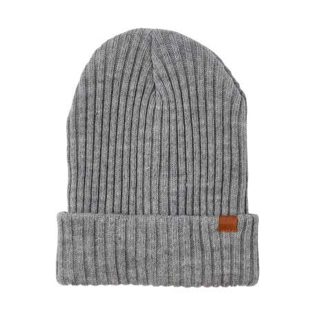 Bonnet long Milan maille côtelée chaude grise unie à revers basique