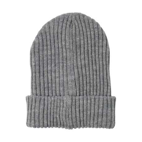Bonnet long Milan maille côtelée chaude grise unie à revers basique - Image 2