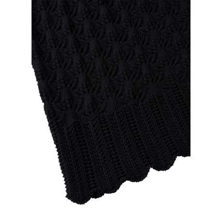 Top asymétrique Rita noir en coton maille crochet à coupe cropped - Image 4
