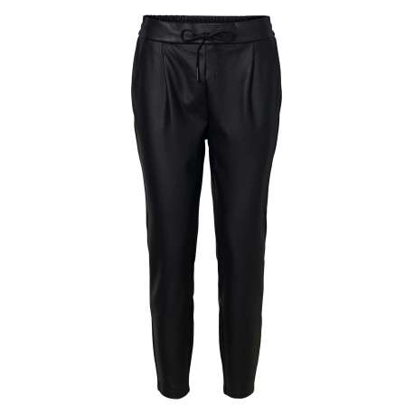 Pantalon en simili cuir noir uni avec une coupe droite - Image 9