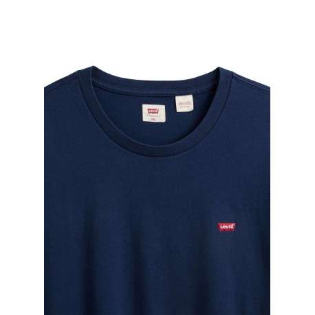 T-shirt grande taille en coton marine uni coupe droite à col rond - Image 3