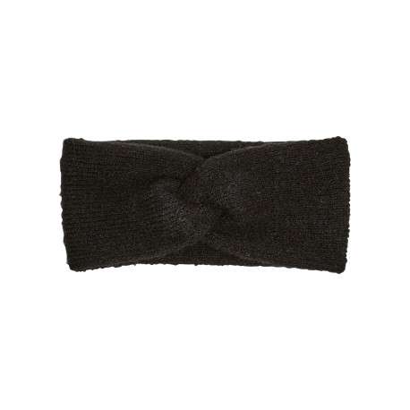 Cache-oreilles noir uni effet noeud pourvu de fils lurex argentés