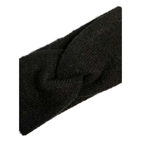 Cache-oreilles noir uni effet noeud pourvu de fils lurex argentés - Image 2