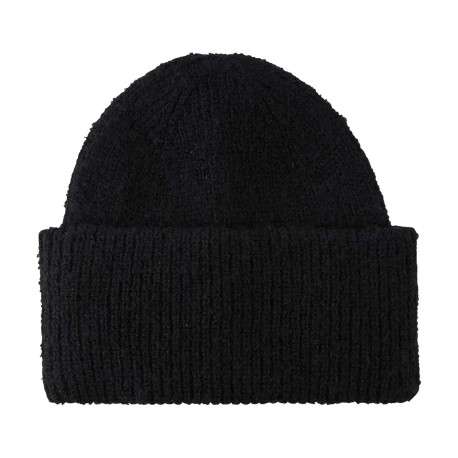 Bonnet noir uni avec large revers côtelé avec petits fils en lurex