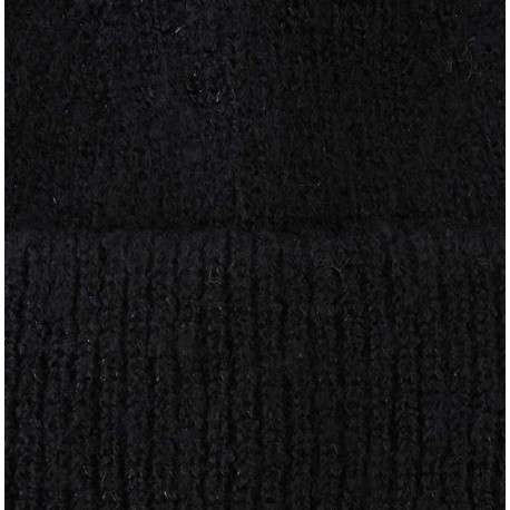 Bonnet noir uni avec large revers côtelé avec petits fils en lurex - Image 4