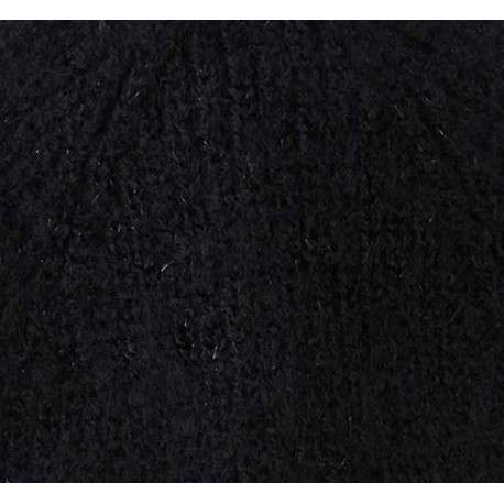 Bonnet noir uni avec large revers côtelé avec petits fils en lurex - Image 5