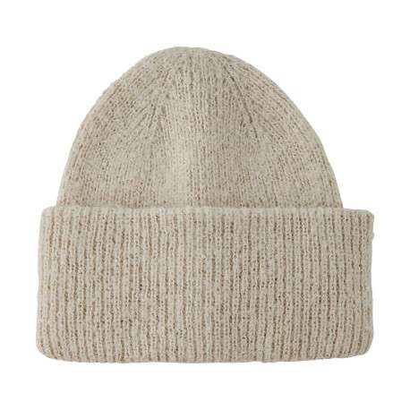 Bonnet écru uni avec large revers côtelé et fil en lurex - Image 6