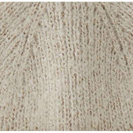 Bonnet écru uni avec large revers côtelé et fil en lurex - Image 8