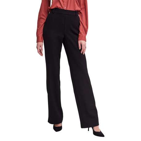 Pantalon Chino Maya noir uni à coupe bootcut avec dos élastiqué - Image 10