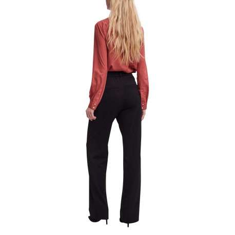 Pantalon Chino Maya noir uni à coupe bootcut avec dos élastiqué - Image 11
