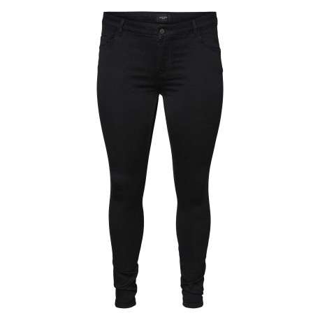 Pantalon 5 Poches Grande Taille noir uni avec une coupe slim