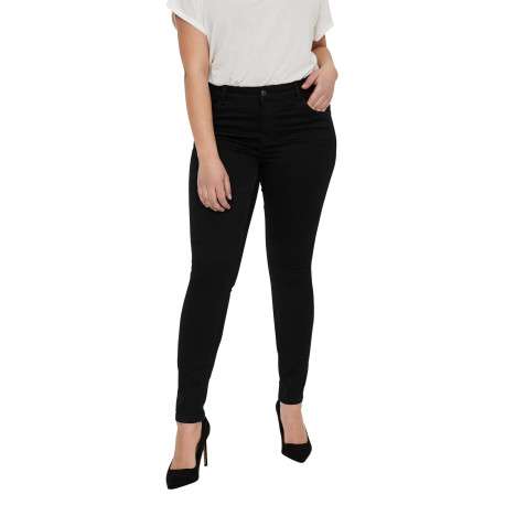 Pantalon 5 Poches Grande Taille noir uni avec une coupe slim - Image 3