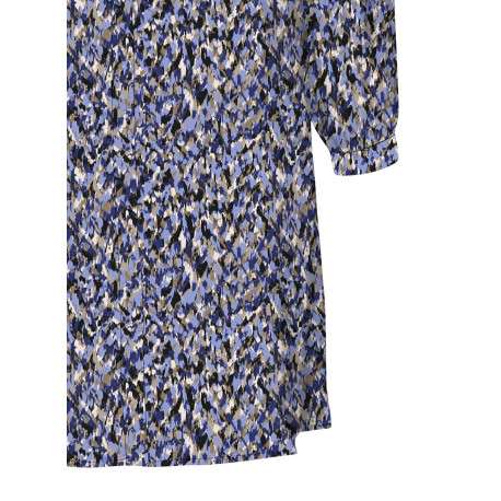 Robe courte bleu imprimé moucheté à coupe droite et col v - Image 2