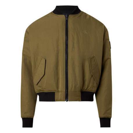 Bomber kaki uni coupe bombers avec un col teddy reversible