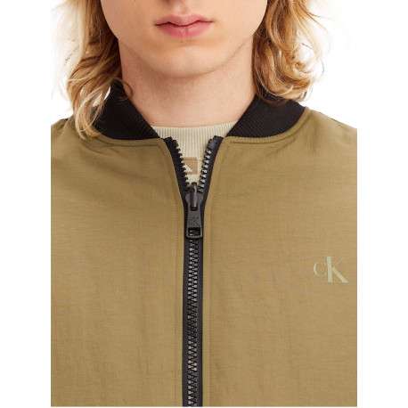 Bomber kaki uni coupe bombers avec un col teddy reversible - Image 4