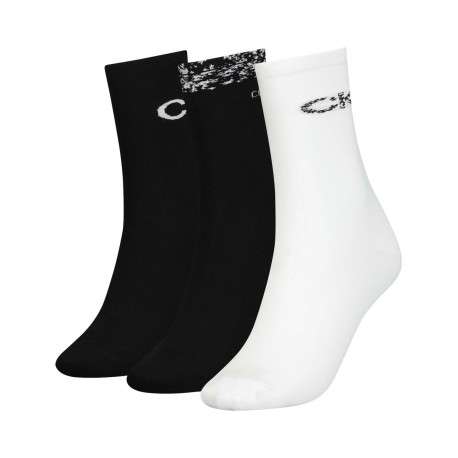 Coffret de 3 paires de chaussettes hautes noir unies avec une coupe haute et logo de la marque sur le côté