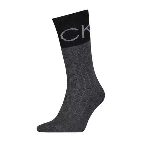 Lot de 2 paires de chaussettes hautes noir unies avec une coupe haute et imprimé sur le côté de la cheville - Image 3