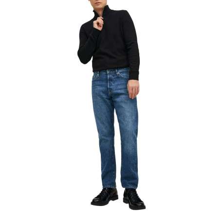 Jean Chris en coton mélangé indigo avec une coupe regular et patch à l'arrière - Image 4