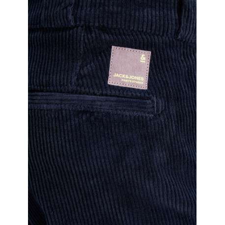 Pantalon Chino Kane 4 poches en coton côtelé marine uni coupe loose fit - Image 3