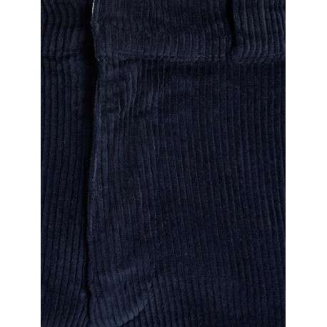 Pantalon Chino Kane 4 poches en coton côtelé marine uni coupe loose fit - Image 4