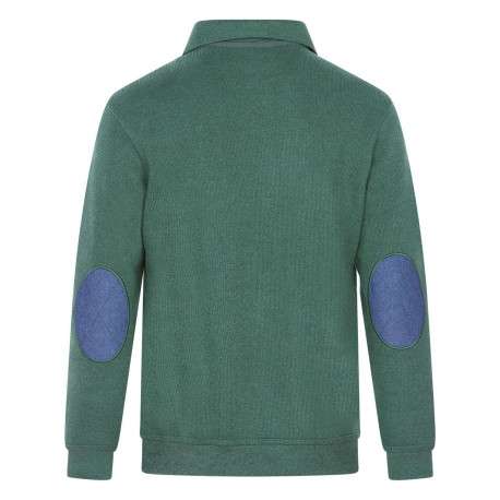 Pull vert uni Grande Taille coupe droite col polo et à manches longues - Image 2