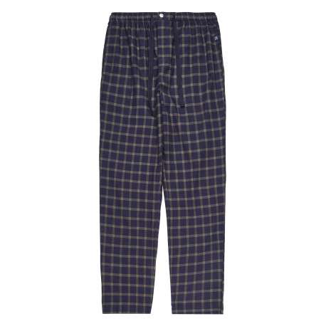 Pantalon de pyjama en coton marine vichy avec une coupe droite et des boutons à la taille - Image 3