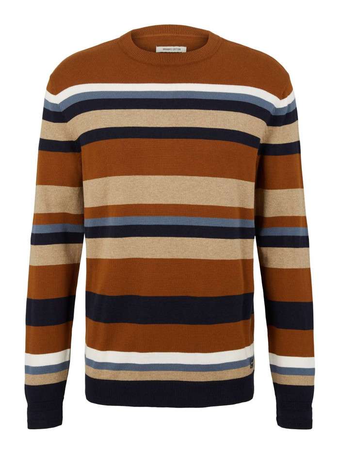 Pull en coton camel rayé...