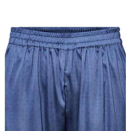 Pyjama long bleu à pois coupe droite fluide à col cranté et taille élastiquée - Image 3