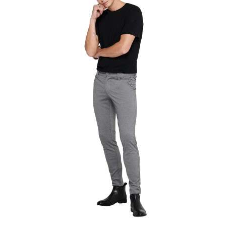 Pantalon Chino Mark Pant gris uni avec une coupe slim et des poches latérales - Image 4