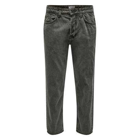 Jean noir en coton coupe droite à 5 poches avec surpiqûres - Image 2