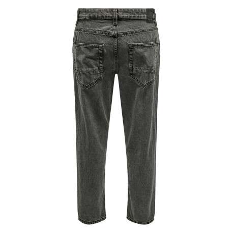 Jean noir en coton coupe droite à 5 poches avec surpiqûres - Image 8
